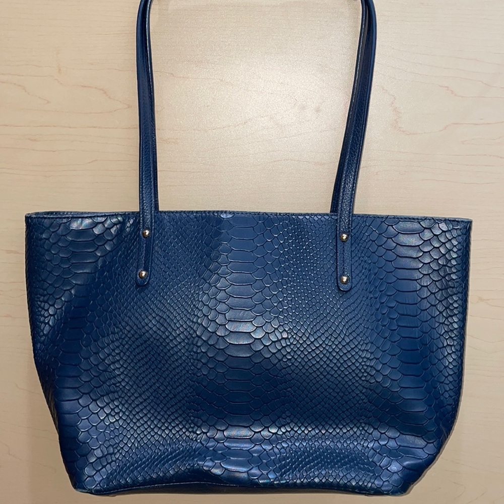 Gigi New York Mini Taylor Navy Blue Embossed Python